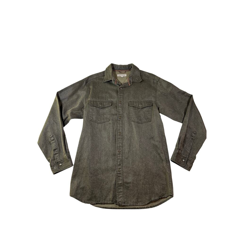 Basic Options Mens Sueded Long Sleeve Button Down Shirt Jacket Size M